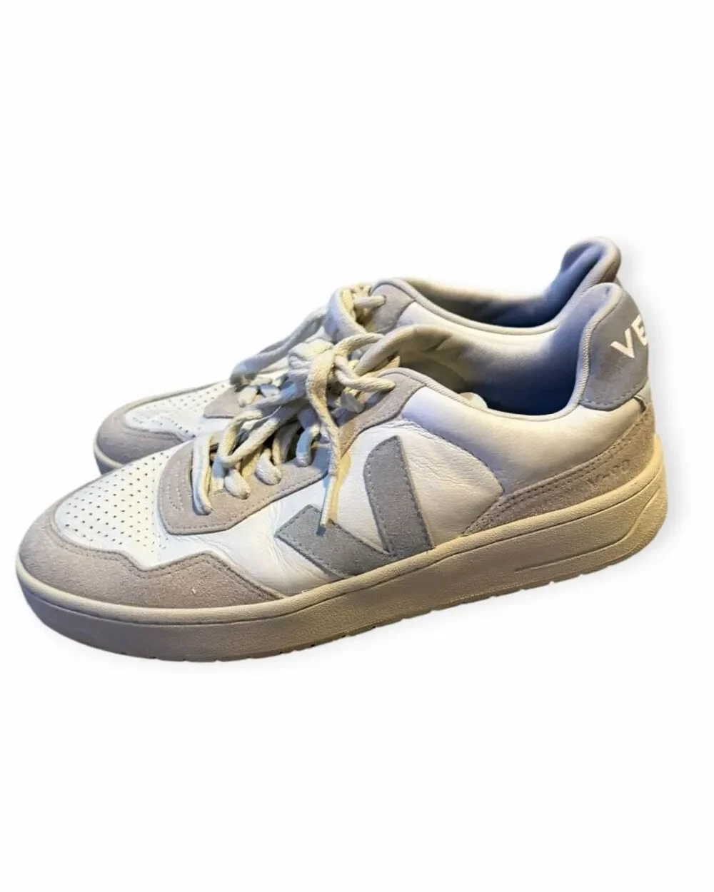 VEJA V-90 Leather Suede White Light Grey Natural Sneakers Women’s 10 EU 41